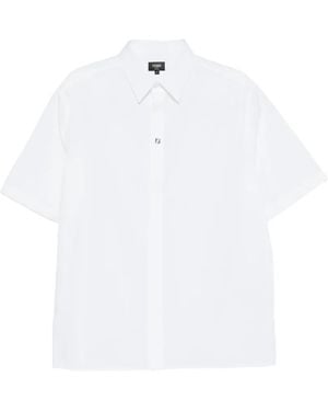 Fendi Short-Sleeve Logo-Plaque Shirt - White