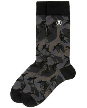 Aape By A Bathing Ape Camouflage Logo Socks - Black