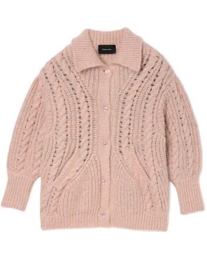 Simone Rocha Cable-Knit Button Cardigan - Pink