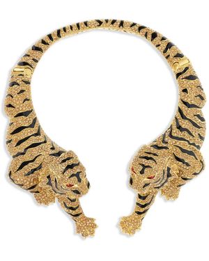 Roberto Cavalli Tiger-Motif Cuff Necklace - Metallic