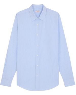 Fursac Striped Straight-Collar Shirt - Blue