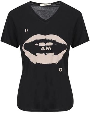 Fendi T-Shirt Mit V-Ausschnitt - Schwarz