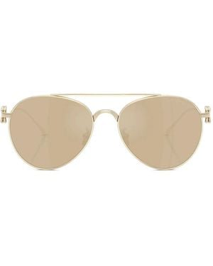 Giorgio Armani Rose-Embellished Round Sunglasses - Natural