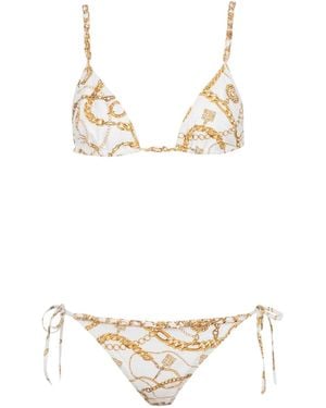 Balmain Triangel Bikinitop Met Kettingprint - Metallic