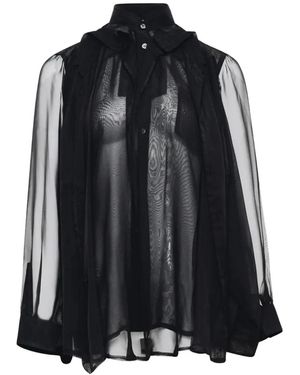 Comme des Garçons Sheer Layered-Design Shirt - Black