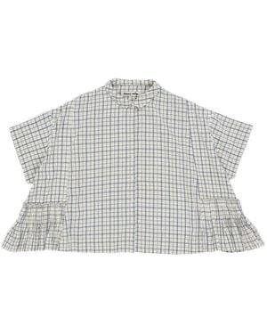 STORY mfg. Check Pleated Shirt - Grey