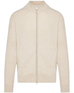 Gran Sasso Ribbed-Knit Zip-Up Jumper - White