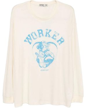 OPEN YY Graphic-Print T-Shirt - Blue