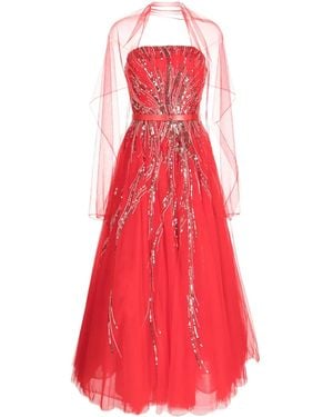Saiid Kobeisy Bead-Embellished Strapless Dress - Red