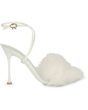 Gianvito Rossi Feathered-Strap Sandals - White