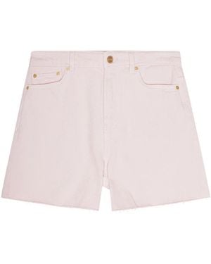 Ganni Shorts Denim Con Orlo A Taglio Vivo - Rosa