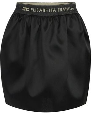 Elisabetta Franchi Silk Gazar Mini Skirt - Black
