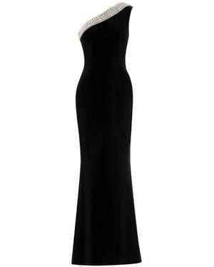 Saiid Kobeisy Crystal One-Shoulder Maxi Dress - Black