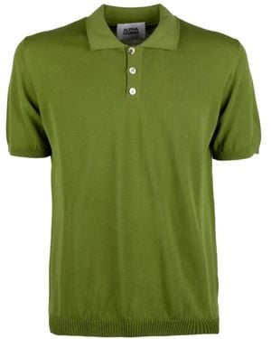 Alpha Studio Short-Sleeve Knitted Polo Shirt - Green
