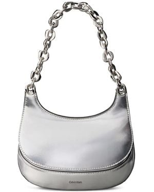 Calvin Klein Flap-Closure Chain-Strap Shoulder Bag - Grey