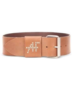 Alberta Ferretti Studded-Logo Leather Belt - Pink