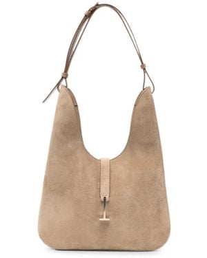 Tom Ford T-Clasp Suede Shoulder Bag - Natural