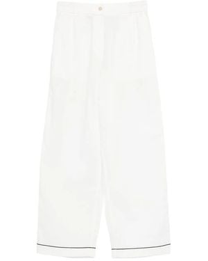 forte_forte Piped Trousers - White