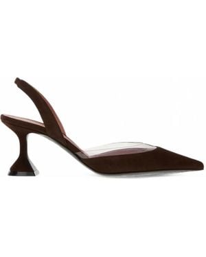 AMINA MUADDI Lara Transparent-Panel Slingback Court Shoes - Brown