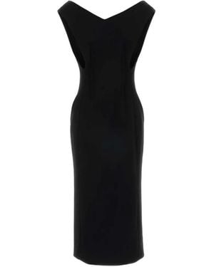 Jil Sander Robe Mi-Longue À Col V - Black