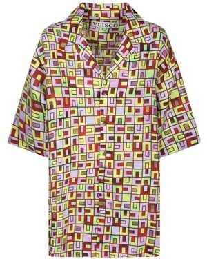 VLISCO DIALOGUES Boxes Geometric-Print Short-Sleeved Shirt - White