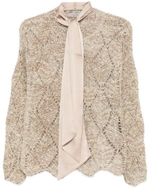 D.exterior Tie-Neck Openwork Jumper - Natural