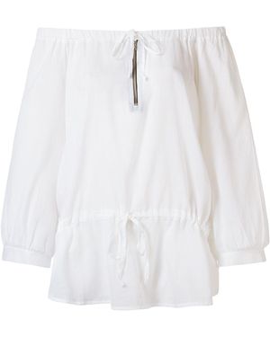 Amir Slama Off-Shoulder Long-Sleeve Blouse - White