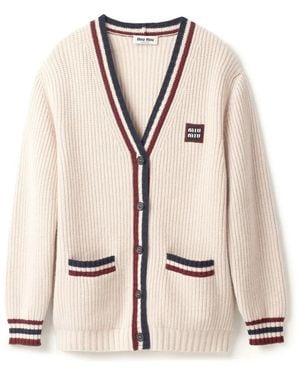 Miu Miu Cashmere Knitted Cardigan - Natural