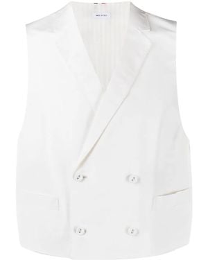 Thom Browne Double-Breasted Silk Waistcoat - White