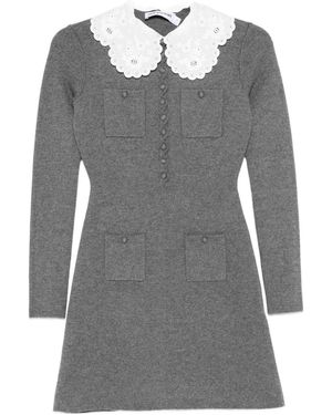 Self-Portrait Long-Sleeve Mini Dress - Gray