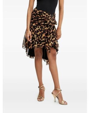 Silvian Heach Falda con estampado de leopardo y volantes - Negro