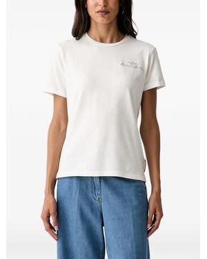 Aeronautica Militare Logo-Embroidered T-Shirt - White