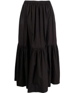 Ganni Organic Cotton Flounced Maxi Skirt - Black