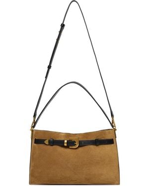 Nanushka Harmonica Buckle-Detail Suede Tote Bag - Metallic