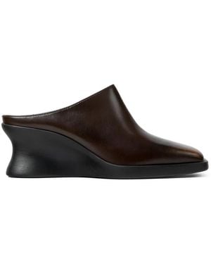 Camper Louise Leather Mules - Brown