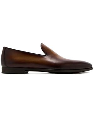 Magnanni Leather Slip-On Loafers - Brown