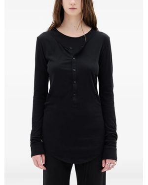 Ann Demeulemeester T-Shirt Vero A Maniche Lunghe - Nero