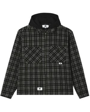 Chocoolate Check-Pattern Hooded Jacket - Black