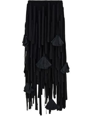 Ferragamo Mesh Skirt With Flower Detail - Black