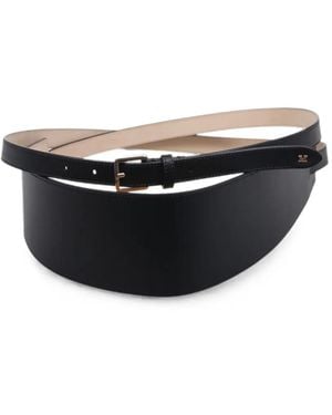 Max Mara Logo-Plaque Leather Belt - Black