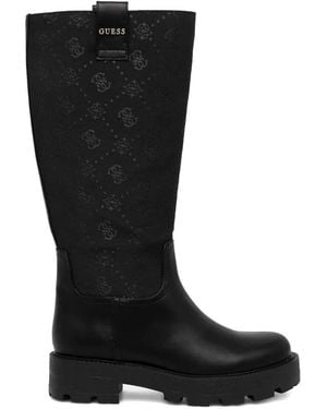 Guess Yannis 4G Logo-Pattern Boots - Black