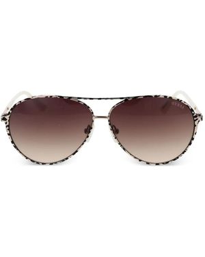 GUESS EYEWEAR Animal-Print Pilot-Frame Sunglasses - Brown