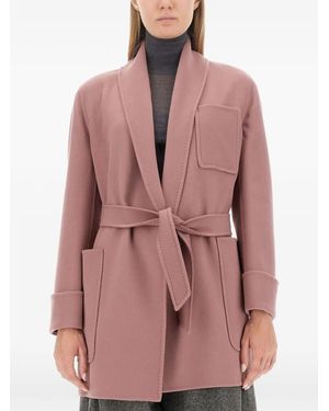 Max Mara Single-Breasted Belted Coat - Pink