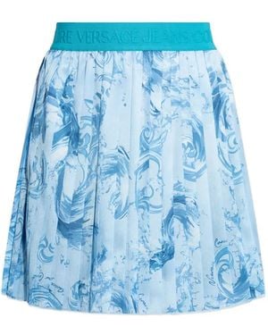 Versace Jeans Couture Pleated Printed Skirt - Blue