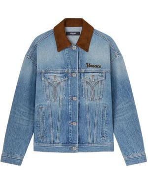 Versace Giacca Denim Con Bottoni - Blu