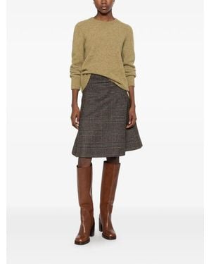 NINA 14.7 Prince Of Wales-Pattern A-Line Midi Skirt - Natural