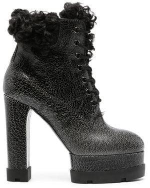 Casadei Nancy Alpi 140Mm Textured-Finish Boots - Black