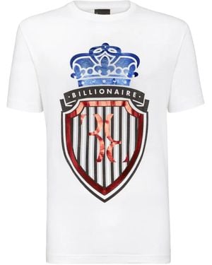 Billionaire T-Shirt En Coton À Logo Imprimé - White
