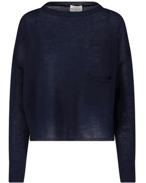 Ma'ry'ya Chest-Pocket Boat-Neck Sweater - Blue
