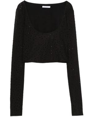 Patrizia Pepe Rhinestone-Embellished Cropped Top - Black